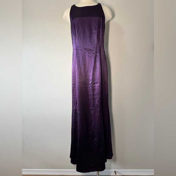 Newport News Rich Plum Maxi Haltered Lace Dress SZ 8 - Picture 11 of 12